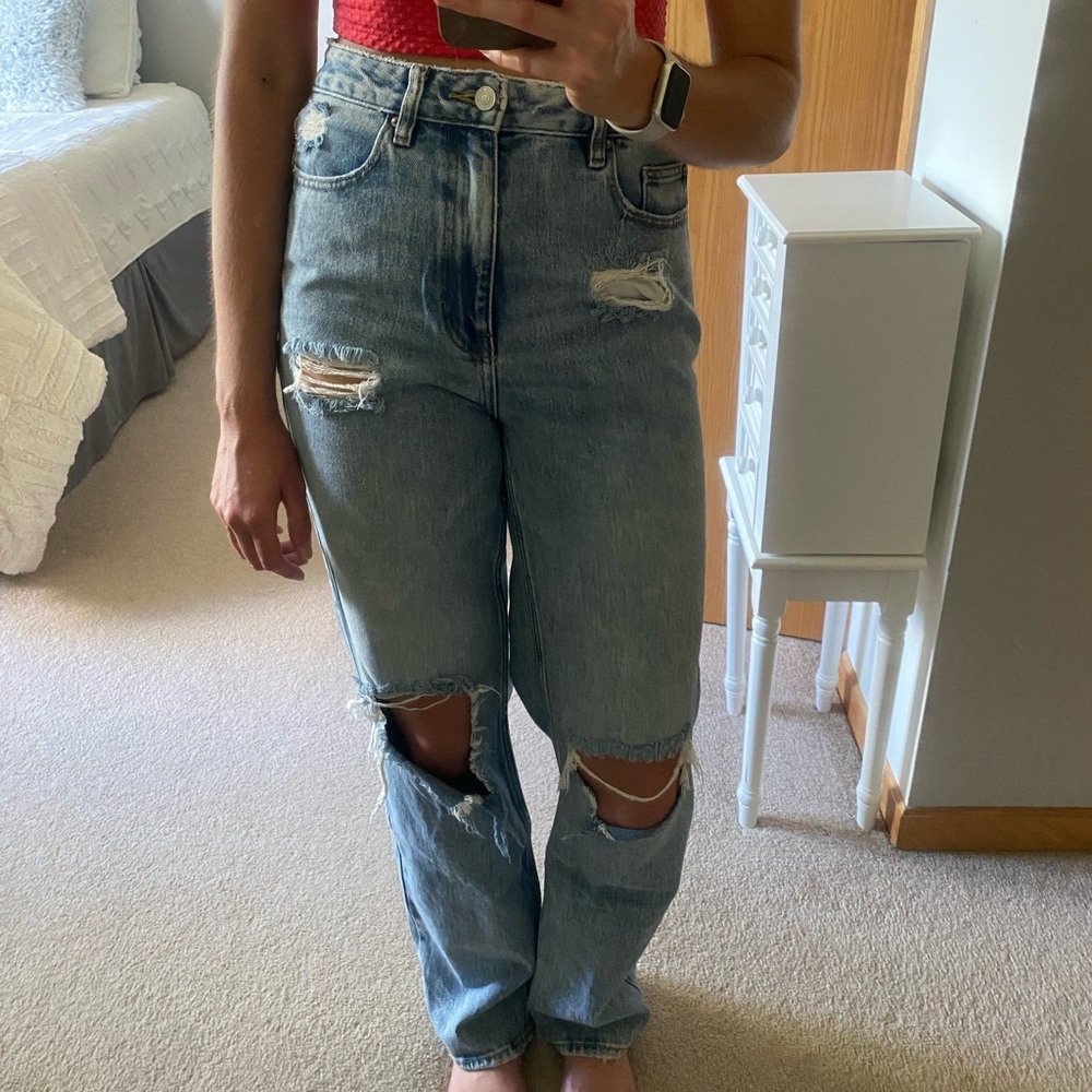 PacSun High Rise Light Blue Distressed Jeans
